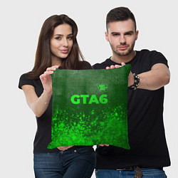Подушка квадратная GTA6 - green gradient посередине, цвет: 3D-принт — фото 2