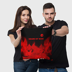 Подушка квадратная Gears of War - red gradient посередине, цвет: 3D-принт — фото 2