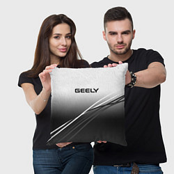 Подушка квадратная Geely градиент из белого в тёмный с полосами, цвет: 3D-принт — фото 2