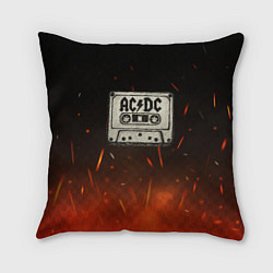 Подушка квадратная ACDC лого на кассете