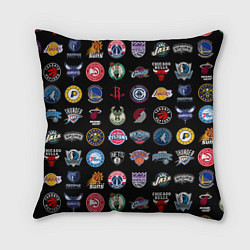 Подушка квадратная Команды НБА на черном фоне, цвет: 3D-принт