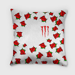 Подушка квадратная Monster energy steel rose, цвет: 3D-принт