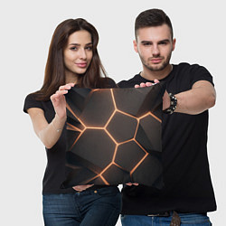 Подушка квадратная Серая текстура из сот, цвет: 3D-принт — фото 2