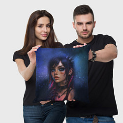 Подушка квадратная Девушка неформалка cosmic hell goth, цвет: 3D-принт — фото 2