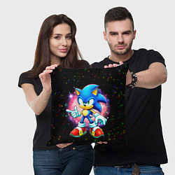 Подушка квадратная Sonic in space, цвет: 3D-принт — фото 2