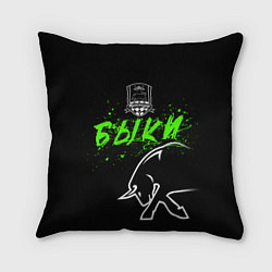 Подушка квадратная ФК Краснодар - быки, цвет: 3D-принт