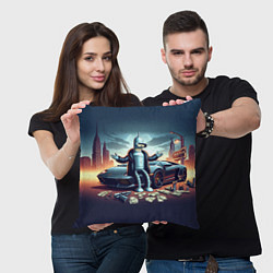 Подушка квадратная Бендер рядом с Ламбо и рассыпанным баблом, цвет: 3D-принт — фото 2