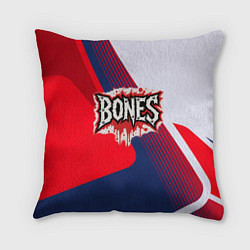 Подушка квадратная Bones лого на красной краске, цвет: 3D-принт