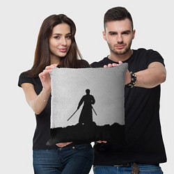 Подушка квадратная Самурай в поле, цвет: 3D-принт — фото 2