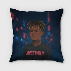 Подушка квадратная Juice WRLD - Неоновый аниме арт, цвет: 3D-принт