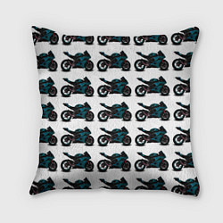 Подушка квадратная Motorbike blue, цвет: 3D-принт