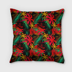 Подушка квадратная Palm yellow red, цвет: 3D-принт