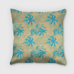 Подушка квадратная Palm light blue beige, цвет: 3D-принт