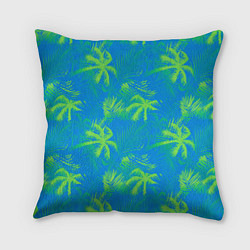 Подушка квадратная Palm light green light blue, цвет: 3D-принт