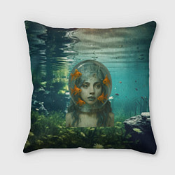 Подушка квадратная Леди Гага под водой в аквариуме, цвет: 3D-принт