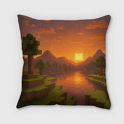Подушка квадратная Закат - Minecraft, цвет: 3D-принт