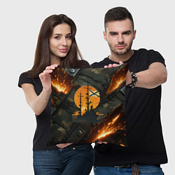 Подушка квадратная Корабль ВМФ на фоне камуфляжа, цвет: 3D-принт — фото 2