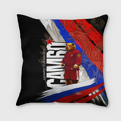Подушка квадратная Медведь - Россия самбо, цвет: 3D-принт