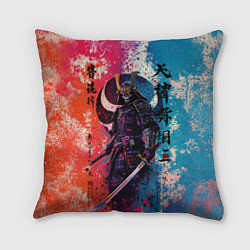 Подушка квадратная Призрачный самурай - краски, цвет: 3D-принт