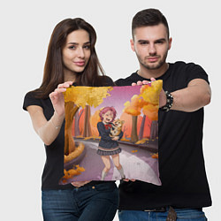 Подушка квадратная Сиратори Айра Дандадан с щенком, цвет: 3D-принт — фото 2