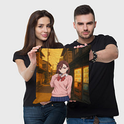 Подушка квадратная Недовольная Сиратори Айра, цвет: 3D-принт — фото 2