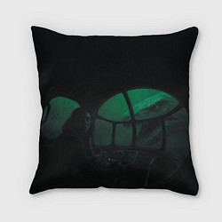 Подушка квадратная Нападение Тилозавра на девушку в батискафе ужасы