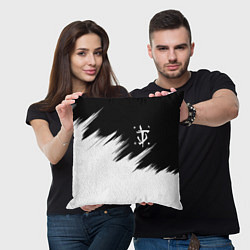 Подушка квадратная Doom краски черно белый, цвет: 3D-принт — фото 2