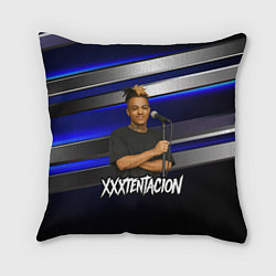 Подушка квадратная XXXTentacion с микрофоном довольный, цвет: 3D-принт