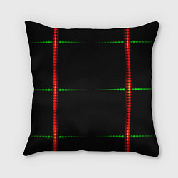 Подушка квадратная Color black green orange stripes, цвет: 3D-принт