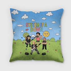Подушка квадратная System of a Down, мультяшный, цвет: 3D-принт