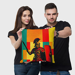 Подушка квадратная Римский легионер поп-арт, цвет: 3D-принт — фото 2