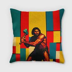 Подушка квадратная Неандерталец поп-арт