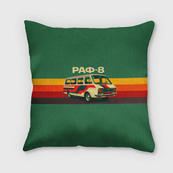 Подушка квадратная Ретро автобус РАФ-8 поп-арт, цвет: 3D-принт