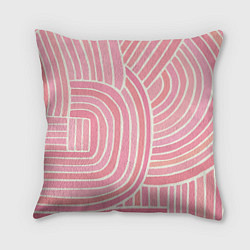 Подушка квадратная Абстрактный узор розовый, цвет: 3D-принт
