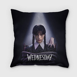 Подушка квадратная Связаная Уэнсдэй с вещью Wednesday, цвет: 3D-принт