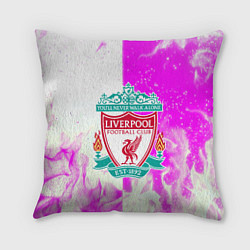 Подушка квадратная Ливерпуль розово белый огонь, цвет: 3D-принт