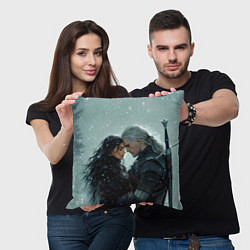 Подушка квадратная Йеннифэр и Геральт в обнимку, цвет: 3D-принт — фото 2