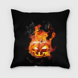 Подушка квадратная Горящая тыква джек, цвет: 3D-принт