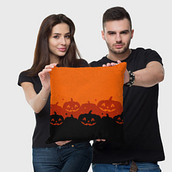 Подушка квадратная Хэллоуин счастливые тыквы, цвет: 3D-принт — фото 2