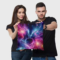 Подушка квадратная Космический поцелуй - неоновое свечение, цвет: 3D-принт — фото 2