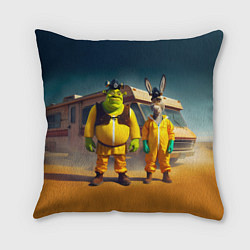 Подушка квадратная Шрек и Данки пустились во все тяжкие, цвет: 3D-принт