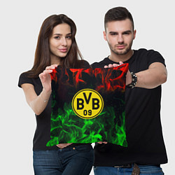 Подушка квадратная Borussia красно зеленый огонь, цвет: 3D-принт — фото 2