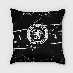 Подушка квадратная Челси штрихи красок белые