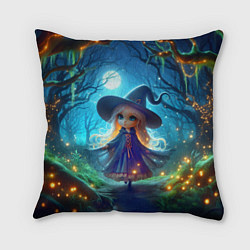 Подушка квадратная Ведьмочка-малютка в ночь на хэллоуин, цвет: 3D-принт