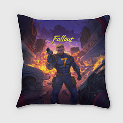 Подушка квадратная Fallout седьмой на фоне взрывов