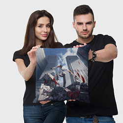 Подушка квадратная Denji in city Chainsaw man, цвет: 3D-принт — фото 2