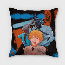 Подушка квадратная Дэндзи и Макима из Человек бензопила, цвет: 3D-принт