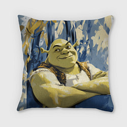 Подушка квадратная Шрек с ухмылкой, цвет: 3D-принт