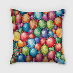 Подушка квадратная Россыпь новогодних шаров, цвет: 3D-принт