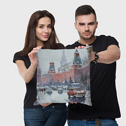 Подушка квадратная Старинная Москва - новый год, цвет: 3D-принт — фото 2